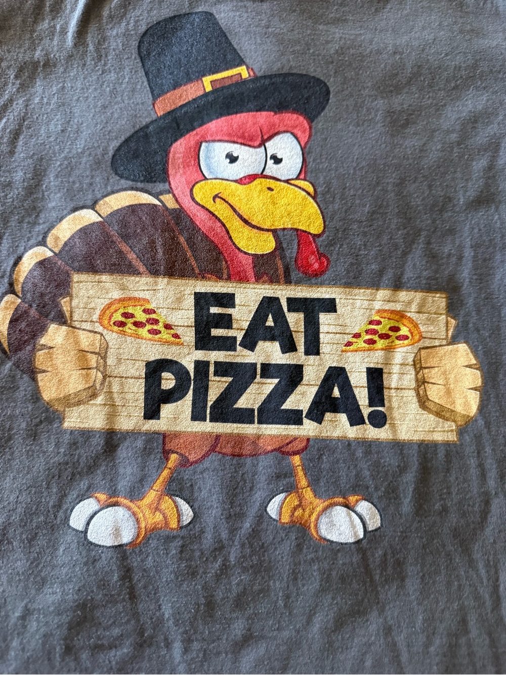 Port and Company Gray 'Eat Pizza!' Turkey Graphic Tee